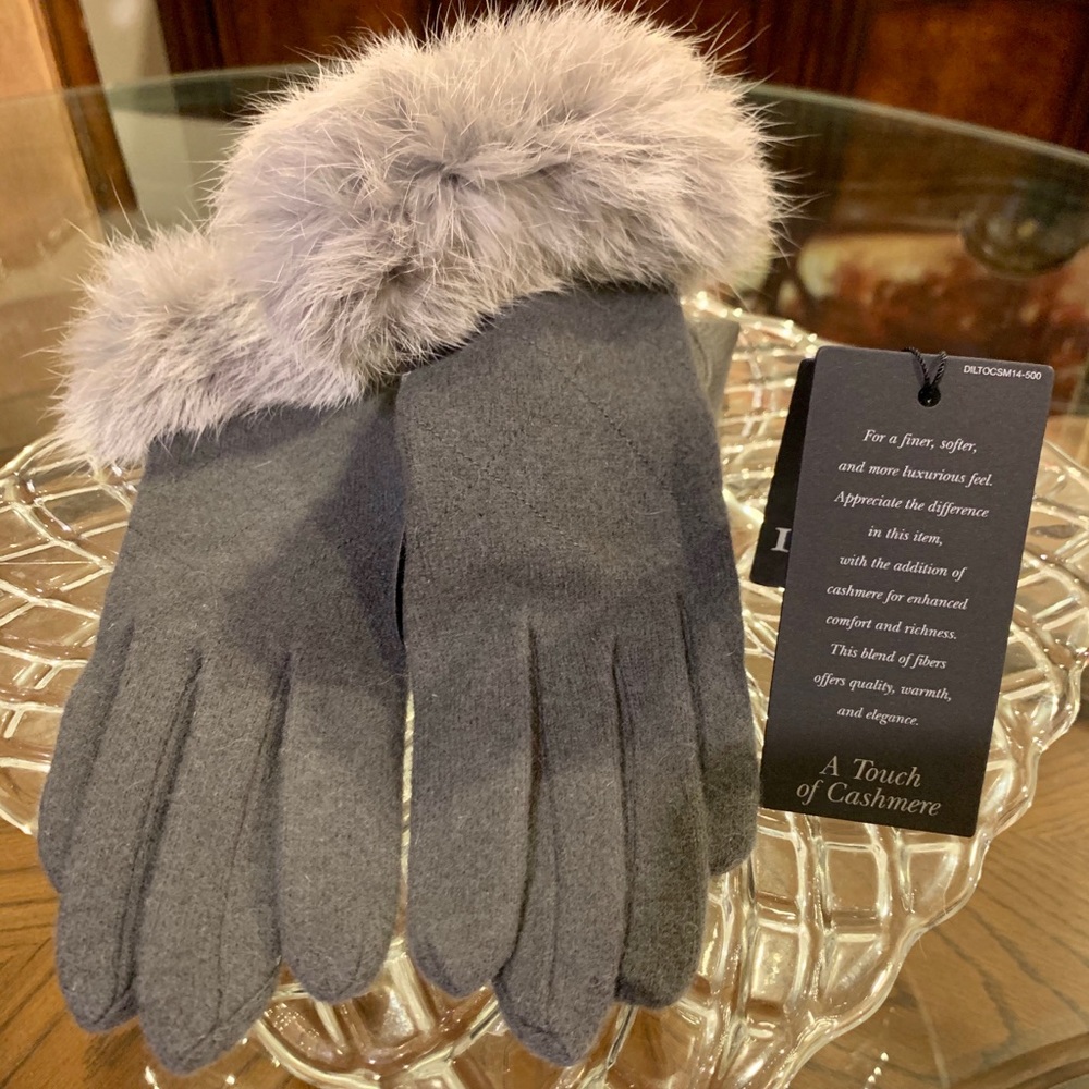 Cashmere Gloves & Genuine Rabbit Fur Cuff